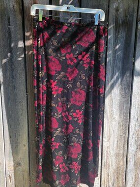 LAURA SCOTT Womens Velvet Maxi Skirt LARGE Dark Floral Roses Fairy Grunge